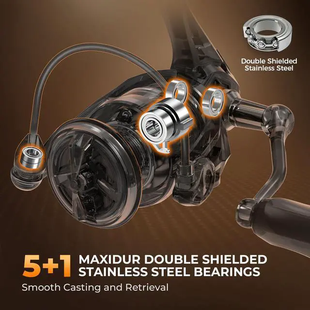 Alt view image 3 of 7 - Lethal Blaze Spinning Fishing Reel, 17.6LBs Max Drag, 5.2:1 Gear Ratio, Ultra-Smooth Freshwater & Inshore Spinning Reel, CNC Aluminum Spool, Ideal for Bass & Trout Fishing