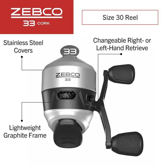 Alt view image 3 of 7 - 33 Cork Reel and Fishing Rod Combo, Graphite Rod with Cork Handle, QuickSet Anti-Reverse Fishing Reel with Bite Alert