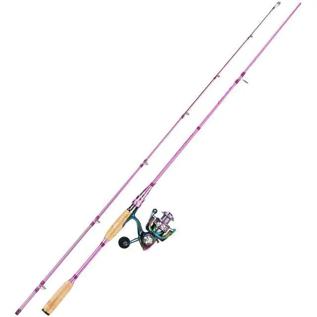 Alt view image 2 of 7 - Spinning Rod Reel Combos,Colorful Two Pieces Spinning Pole with Smooth Strong Reel Available for Freshwater Bass Walleye Trout Fishing