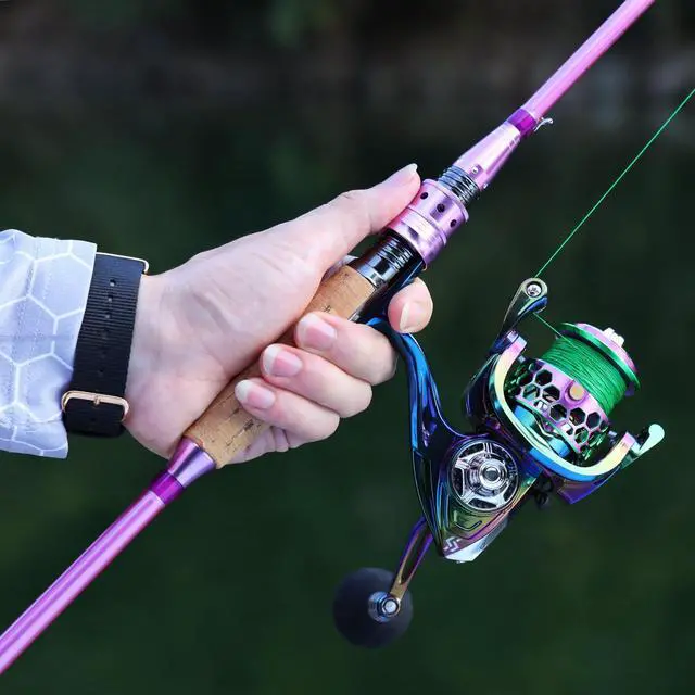 Alt view image 7 of 7 - Spinning Rod Reel Combos,Colorful Two Pieces Spinning Pole with Smooth Strong Reel Available for Freshwater Bass Walleye Trout Fishing