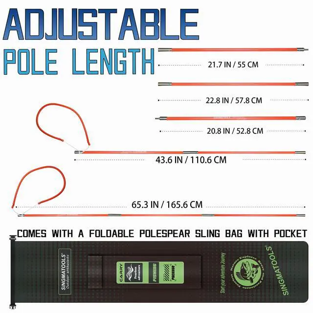 Alt view image 2 of 7 - Spearfishing Pole Hawaiian Sling Fishing Spear Set Fiberglass Pole Spear Harpoon Spearfishing Gear