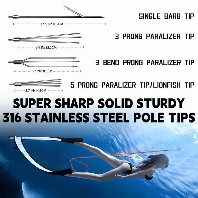 Alt view image 6 of 7 - Spearfishing Pole Hawaiian Sling Fishing Spear Set Fiberglass Pole Spear Harpoon Spearfishing Gear