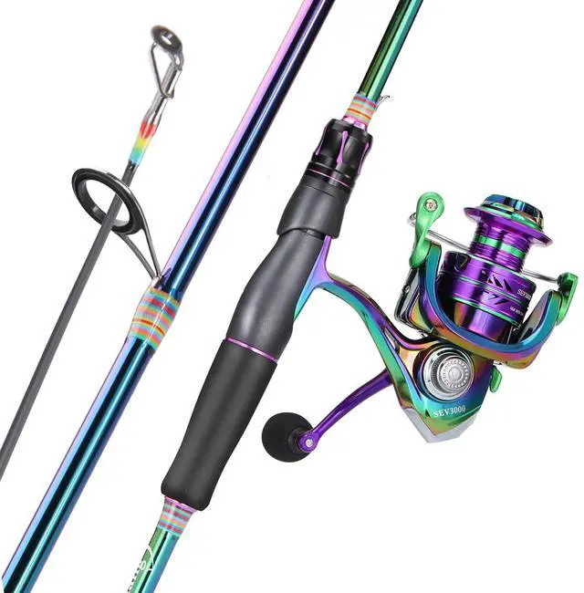 Main image of Spinning Fishing Reel Rod Combo, Two Pieces Colorful Poratble Light Weight Fishing Rod with Powerful Fishing Gear for Freshwater Bass Trout Fishing