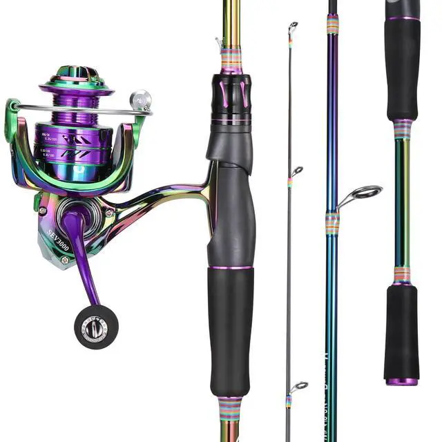 Alt view image 2 of 7 - Spinning Fishing Reel Rod Combo, Two Pieces Colorful Poratble Light Weight Fishing Rod with Powerful Fishing Gear for Freshwater Bass Trout Fishing