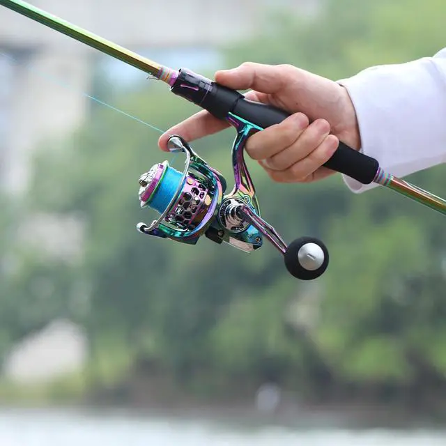 Alt view image 7 of 7 - Spinning Fishing Reel Rod Combo, Two Pieces Colorful Poratble Light Weight Fishing Rod with Powerful Fishing Gear for Freshwater Bass Trout Fishing
