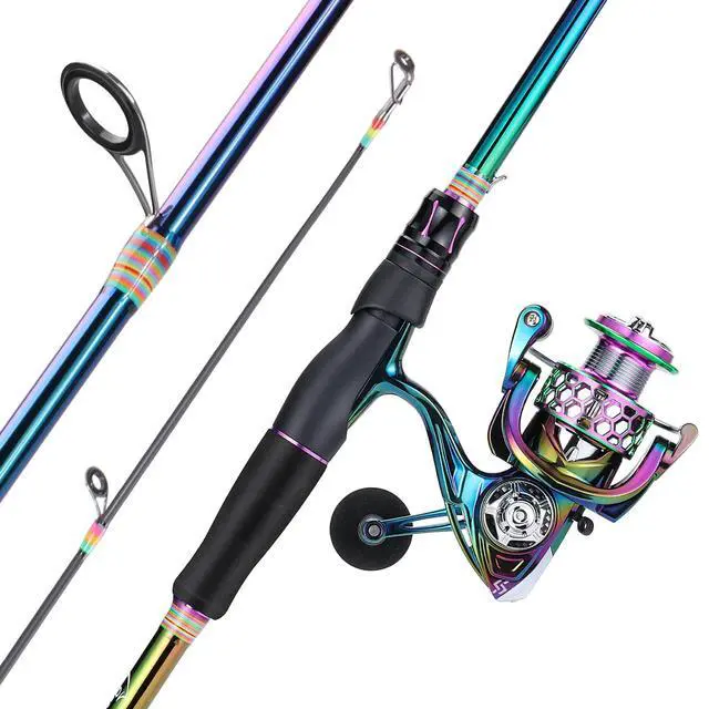 Alt view image 3 of 7 - Spinning Fishing Reel Rod Combo, Two Pieces Colorful Poratble Light Weight Fishing Rod with Powerful Fishing Gear for Freshwater Bass Trout Fishing