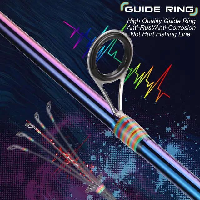 Alt view image 4 of 7 - Spinning Fishing Reel Rod Combo, Two Pieces Colorful Poratble Light Weight Fishing Rod with Powerful Fishing Gear for Freshwater Bass Trout Fishing