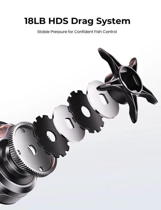 Alt view image 4 of 7 - Alloy M2 Baitcaster Reel, 7.6:1 Low Profile Baitcasting Reel with Mag-Bowl Brake, Aluminum Frame, AirBlade Side Cover, 6.3oz Lightweight Body, 18LB Drag, 10+1 Sealed Bearings