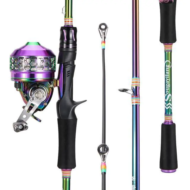 Alt view image 3 of 7 - Fishing Reel Rod Combo, Two Pieces Colorful Poratble Light Weight Casting Rod with Spincast Fishing Reel for Freshwater
