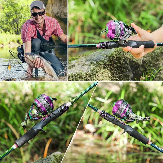 Alt view image 7 of 7 - Fishing Reel Rod Combo, Two Pieces Colorful Poratble Light Weight Casting Rod with Spincast Fishing Reel for Freshwater