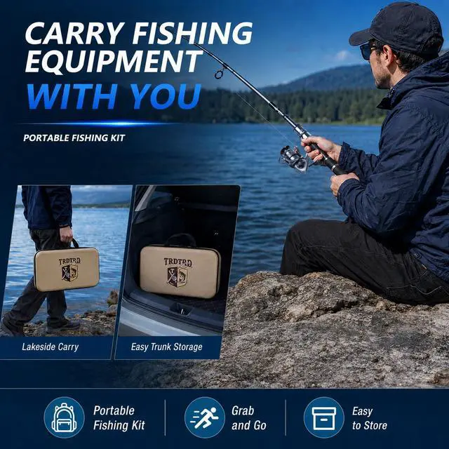 Alt view image 5 of 7 - Fishing Rod and Reel Combo KitTelescopic Fishing Rod, Collapsible Fishing Rod, Portable Fishing Set w/Tackle Box, Lures & Bag, 4.2oz Carbon Fiber, 5.2:1 Anti-Twist Reel, Freshwater/Light Saltwater