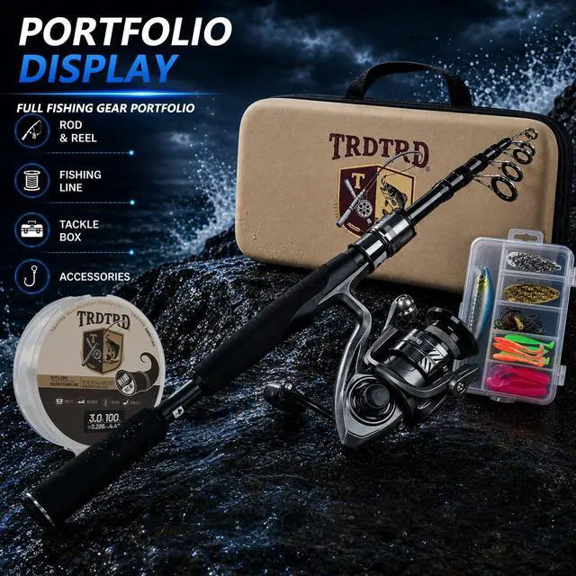 Alt view image 6 of 7 - Fishing Rod and Reel Combo KitTelescopic Fishing Rod, Collapsible Fishing Rod, Portable Fishing Set w/Tackle Box, Lures & Bag, 4.2oz Carbon Fiber, 5.2:1 Anti-Twist Reel, Freshwater/Light Saltwater