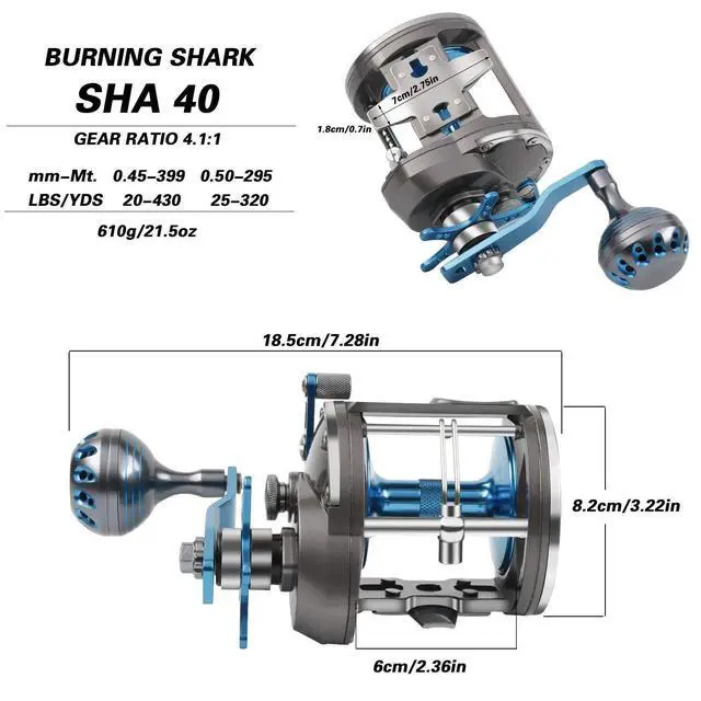 Alt view image 4 of 7 - Trolling Reel Saltwater Level Wind Reels, Drag Reels Boat Fishing Ocean Fishing for Sea Bass Grouper Salmon