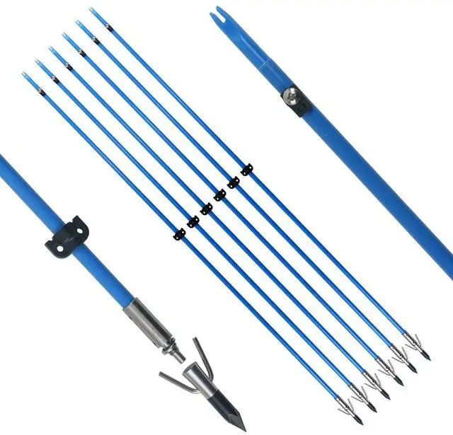 Main image of 34inch Bowfishing Arrows Solid Fiberglass Shaft with Broadhead for Compound Bow and Recurve Bow Fishing Arrow Archery and Hunting (Pack of 6)
