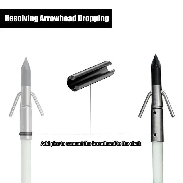 Alt view image 2 of 7 - 34inch Bowfishing Arrows Solid Fiberglass Shaft with Broadhead for Compound Bow and Recurve Bow Fishing Arrow Archery and Hunting (Pack of 6)