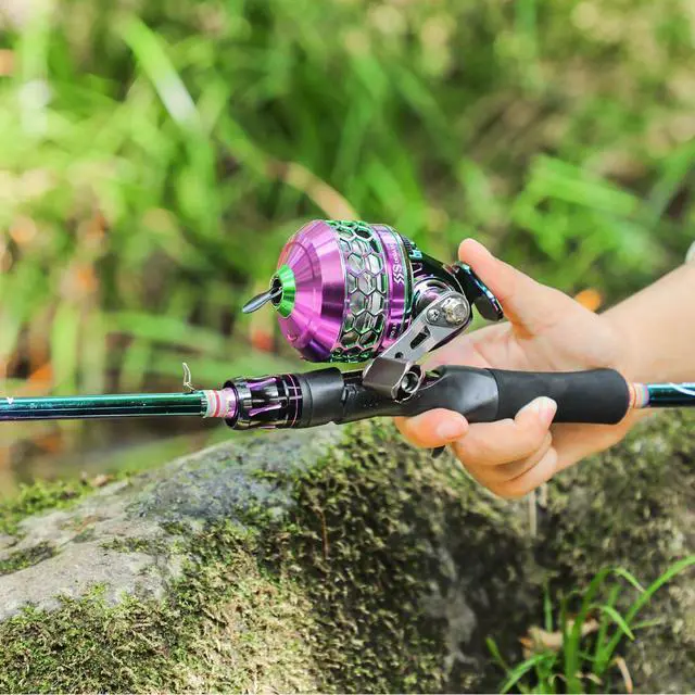 Alt view image 7 of 7 - Fishing Reel Rod Combo, Two Pieces Colorful Poratble Light Weight Casting Rod with Spincast Fishing Reel for Freshwater