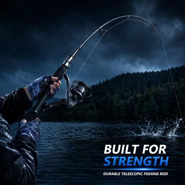 Alt view image 3 of 7 - Fishing Rod and Reel Combo KitTelescopic Fishing Rod, Collapsible Fishing Rod, Portable Fishing Set w/Tackle Box, Lures & Bag, 4.2oz Carbon Fiber, 5.2:1 Anti-Twist Reel, Freshwater/Light Saltwater
