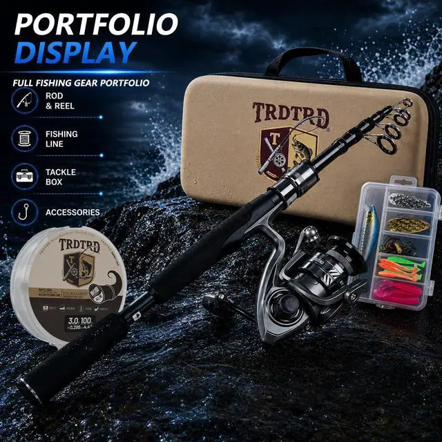 Alt view image 6 of 7 - Fishing Rod and Reel Combo KitTelescopic Fishing Rod, Collapsible Fishing Rod, Portable Fishing Set w/Tackle Box, Lures & Bag, 4.2oz Carbon Fiber, 5.2:1 Anti-Twist Reel, Freshwater/Light Saltwater