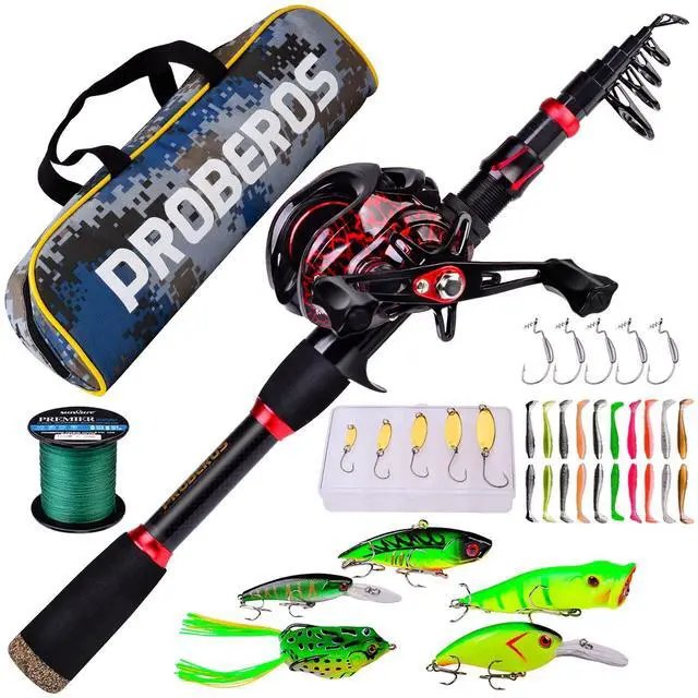 Main image of Fishing Rod and Reel Combo, 6.9ft Carbon Fiber Telescopic Fishing Pole with Spinning/Baitcasting Reel Combos, Sea Saltwater Freshwater Ice Bass Fishing Tackle Set Fishing Rods Kit