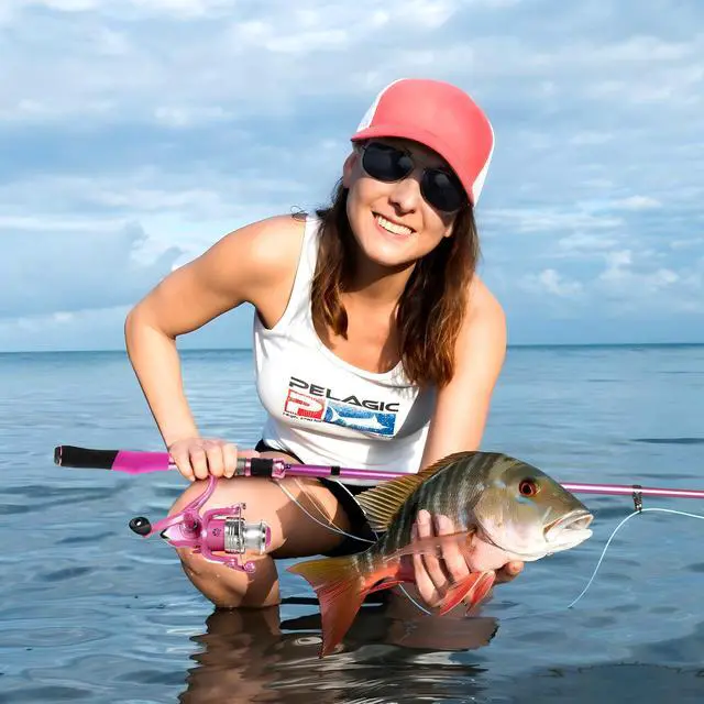 Alt view image 7 of 7 - Fishing Rod and Reel Combos, Fishing Gear Gifts for Women with Spinning Reel, Lures, Line, Pink Ladies Telescopic Pole Kit Designed for Girls Adults by