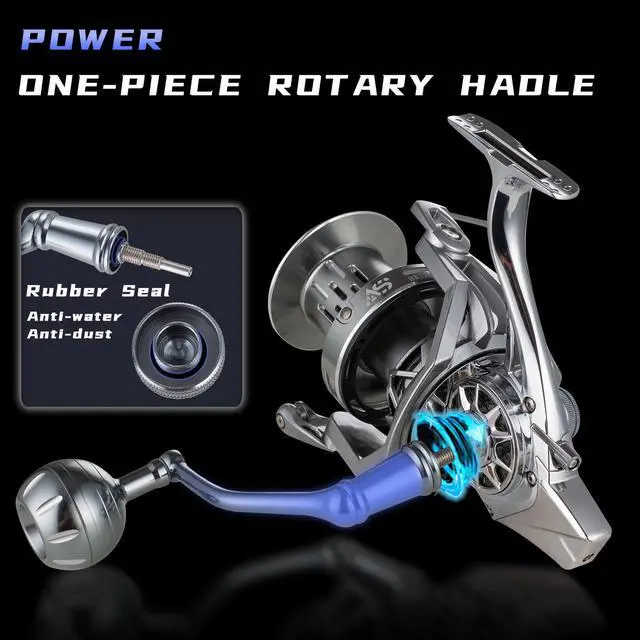 Alt view image 4 of 7 - Spinning Reel, 8000/10000/12000 Aluminum Frame Surf Fishing Reels, Carbon Fiber 55LB Power Drag, Heavy Long Casting Inshore Saltwater & Offshore Saltwater Freshwater Fish Reel