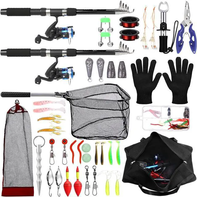 Main image of Telescopic Fishing Rod and Reel Combo, 6.89ft 2pcs Collapsible Rod with Plier Lip Gripper Lures Carrier Bag Pre-Loaded Spinning Reel Saltwater Freshwater Fishing Pole Kit