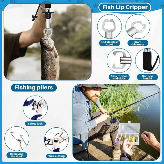 Alt view image 3 of 7 - Telescopic Fishing Rod and Reel Combo, 6.89ft 2pcs Collapsible Rod with Plier Lip Gripper Lures Carrier Bag Pre-Loaded Spinning Reel Saltwater Freshwater Fishing Pole Kit