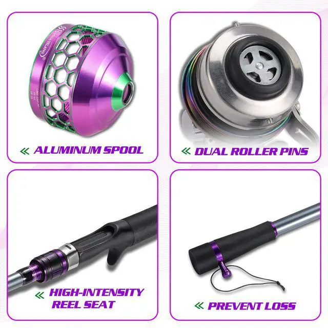Alt view image 6 of 7 - Fishing Reel Rod Combo, Two Pieces Colorful Poratble Light Weight Casting Rod with Spincast Fishing Reel for Freshwater