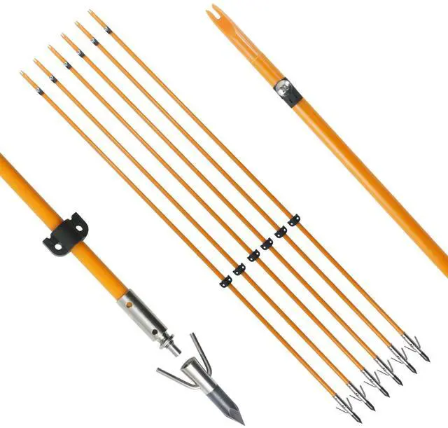 Main image of 34inch Bowfishing Arrows Solid Fiberglass Shaft with Broadhead for Compound Bow and Recurve Bow Fishing Arrow Archery and Hunting (Pack of 6)