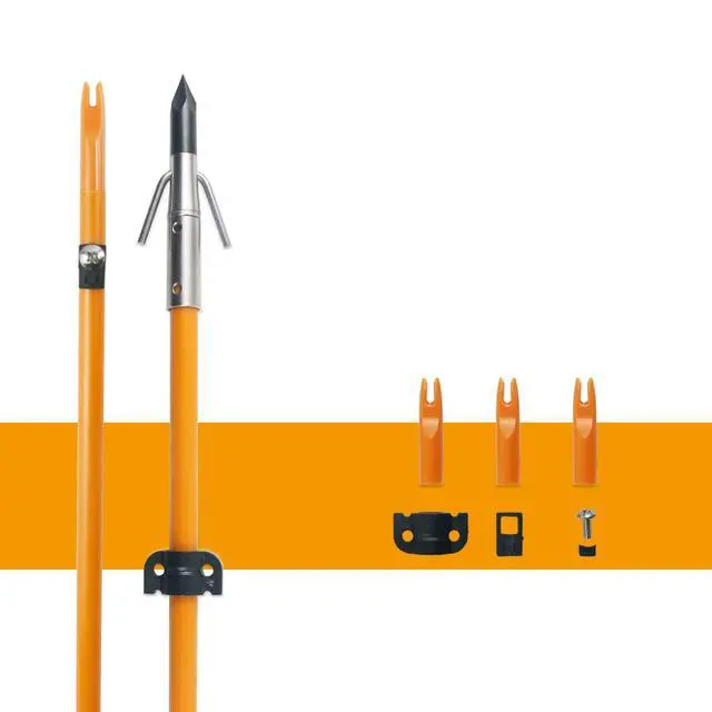 Alt view image 5 of 7 - 34inch Bowfishing Arrows Solid Fiberglass Shaft with Broadhead for Compound Bow and Recurve Bow Fishing Arrow Archery and Hunting (Pack of 6)