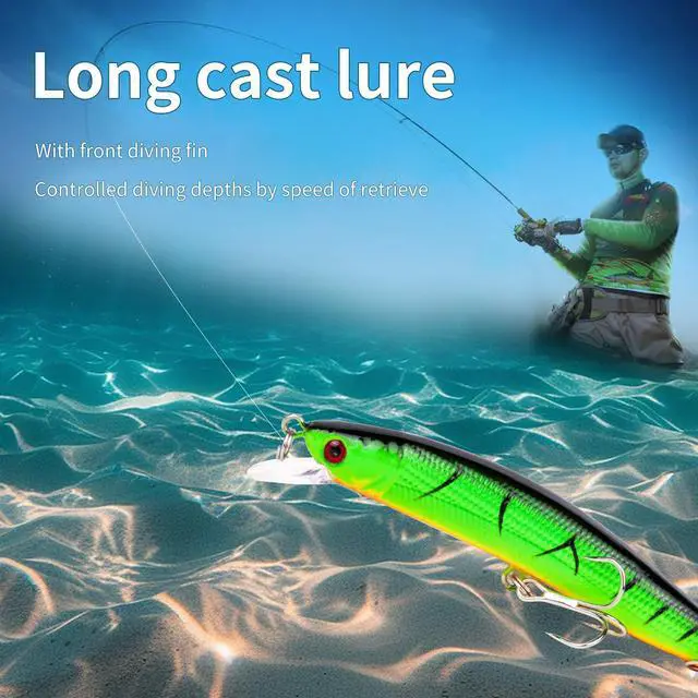 Alt view image 4 of 7 - Fishing Artificial Lures Kit Mixed Including Front Diving Fin Minnow Surface Popper Crank Baits Pencil VIB with Hook and Soft Lures Accessories for Saltwater Freshwater Trout Bass Tackle Gift Set