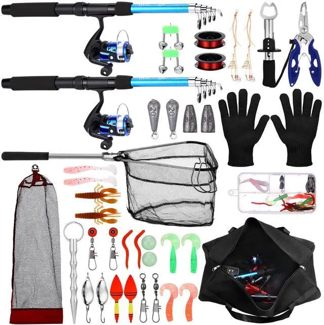 Main image of Telescopic Fishing Rod and Reel Combo, 6.89ft 2pcs Collapsible Rod with Plier Lip Gripper Lures Carrier Bag Pre-Loaded Spinning Reel Saltwater Freshwater Fishing Pole Kit