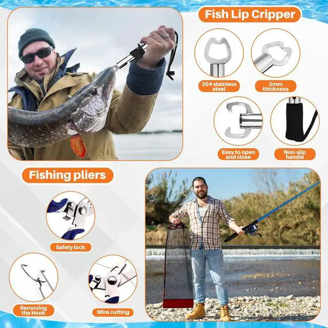 Alt view image 3 of 6 - Telescopic Fishing Rod and Reel Combo, 6.89ft 2pcs Collapsible Rod with Plier Lip Gripper Lures Carrier Bag Pre-Loaded Spinning Reel Saltwater Freshwater Fishing Pole Kit