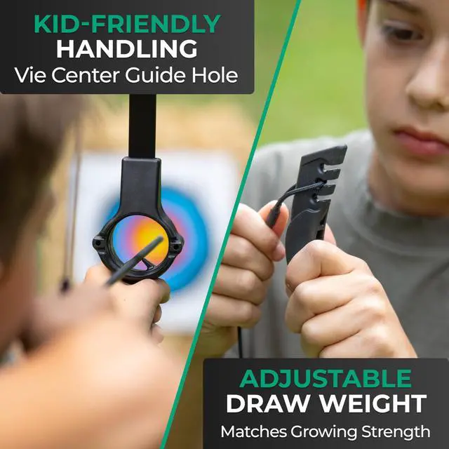 Alt view image 3 of 7 - ® Bow and Arrow for Kids Ages 6+ | Beginner Archery Set with Aim Guide, 6 Carbon Hybrid Arrows & 3 Targets | 3-Piece Take-Down Recurve Youth Bow for Left & Right Handers