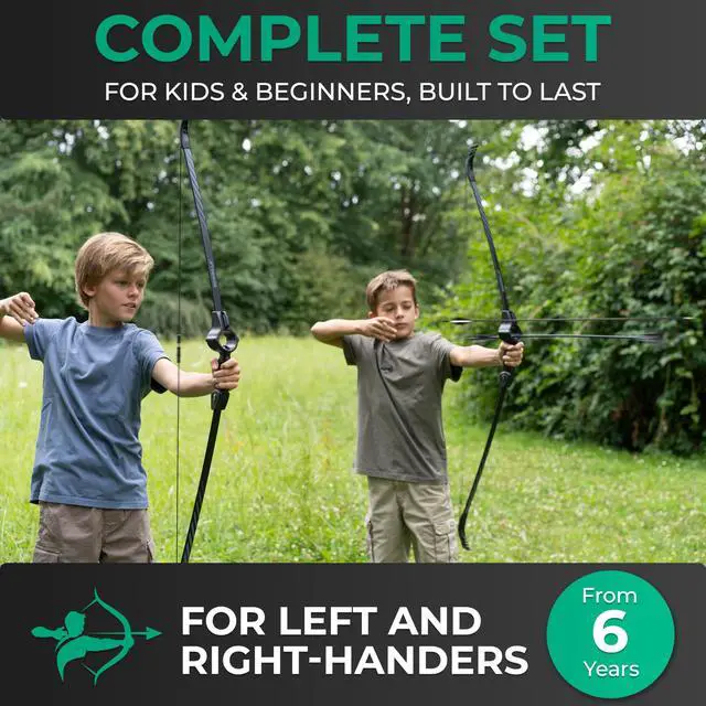 Alt view image 2 of 7 - ® Bow and Arrow for Kids Ages 6+ | Beginner Archery Set with Aim Guide, 6 Carbon Hybrid Arrows & 3 Targets | 3-Piece Take-Down Recurve Youth Bow for Left & Right Handers
