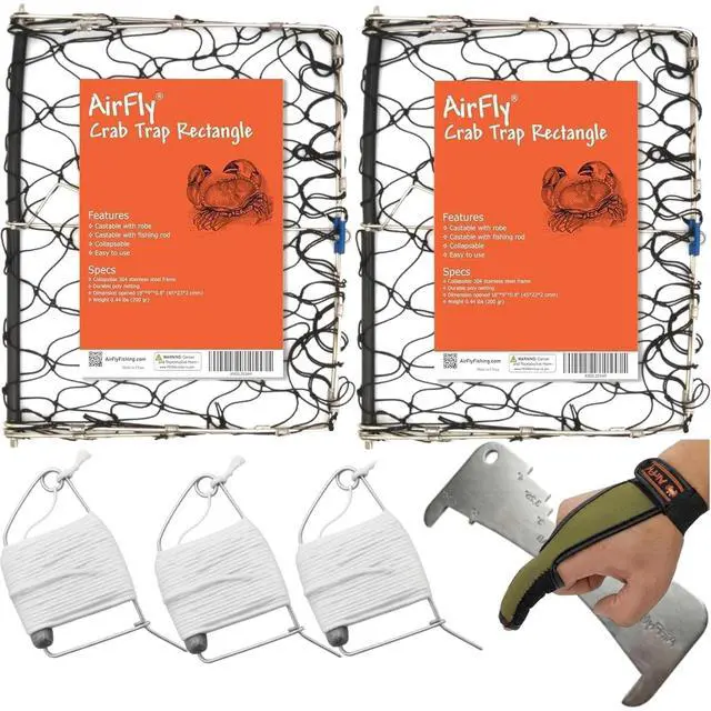 Main image of Foldable Castable Crab Trap - Crab Hawk & Crab Jaw Star Trap with Bait Clip - Portable Fishing Rod Crab Pot for Blue Crabs & Dungeness - Designed in USA