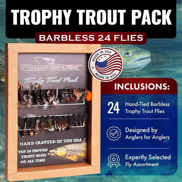 Alt view image 2 of 7 - RoxStar Fly Shop Trophy Trout Top Wet & Dry Flies for Trout. Proven Nationwide to Catch Fish! Tied in-House Never Outsourced Fly Fishing Gift