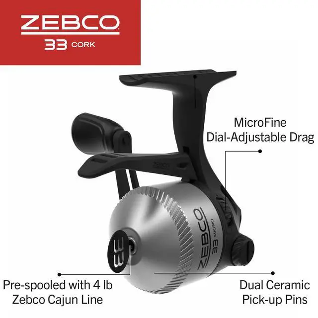 Alt view image 4 of 7 - 33 Cork Reel and Fishing Rod Combo, Graphite Rod with Cork Handle, QuickSet Anti-Reverse Fishing Reel with Bite Alert