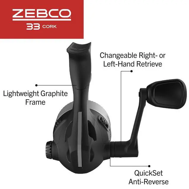 Alt view image 5 of 7 - 33 Cork Reel and Fishing Rod Combo, Graphite Rod with Cork Handle, QuickSet Anti-Reverse Fishing Reel with Bite Alert