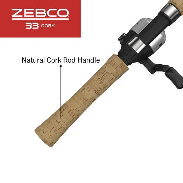 Alt view image 6 of 7 - 33 Cork Reel and Fishing Rod Combo, Graphite Rod with Cork Handle, QuickSet Anti-Reverse Fishing Reel with Bite Alert