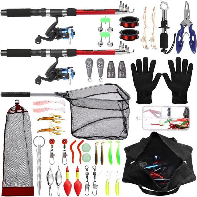 Main image of Telescopic Fishing Rod and Reel Combo, 6.89ft 2pcs Collapsible Rod with Plier Lip Gripper Lures Carrier Bag Pre-Loaded Spinning Reel Saltwater Freshwater Fishing Pole Kit