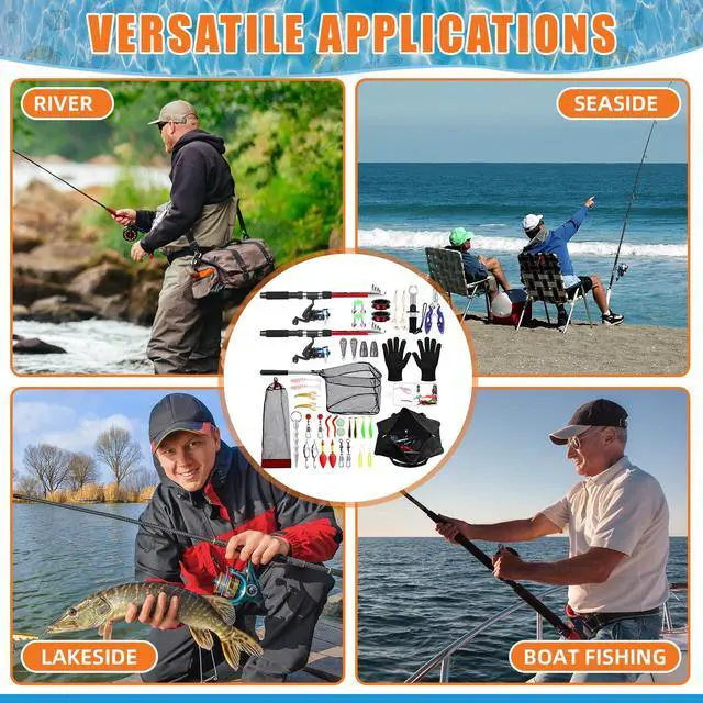 Alt view image 7 of 7 - Telescopic Fishing Rod and Reel Combo, 6.89ft 2pcs Collapsible Rod with Plier Lip Gripper Lures Carrier Bag Pre-Loaded Spinning Reel Saltwater Freshwater Fishing Pole Kit
