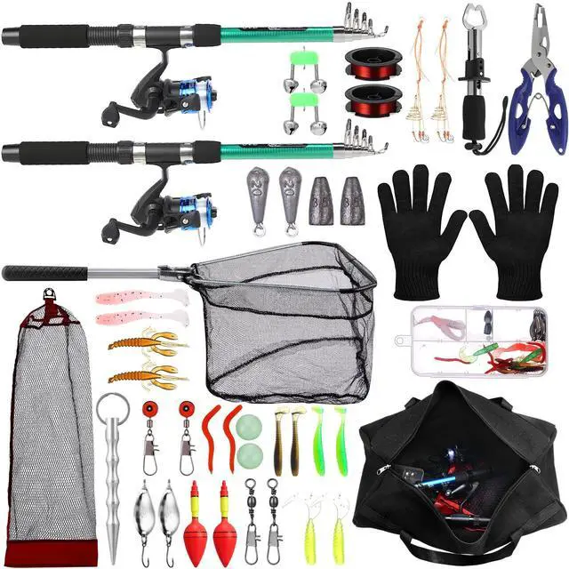 Main image of Telescopic Fishing Rod and Reel Combo, 6.89ft 2pcs Collapsible Rod with Plier Lip Gripper Lures Carrier Bag Pre-Loaded Spinning Reel Saltwater Freshwater Fishing Pole Kit