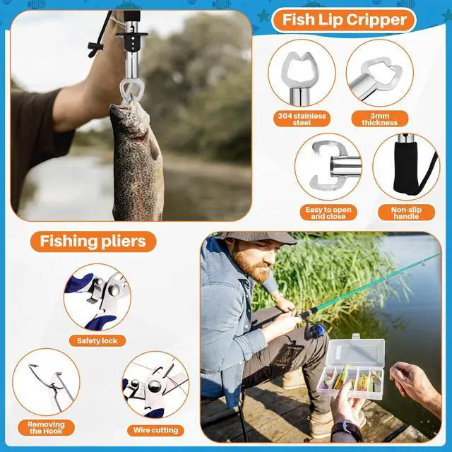 Alt view image 3 of 7 - Telescopic Fishing Rod and Reel Combo, 6.89ft 2pcs Collapsible Rod with Plier Lip Gripper Lures Carrier Bag Pre-Loaded Spinning Reel Saltwater Freshwater Fishing Pole Kit