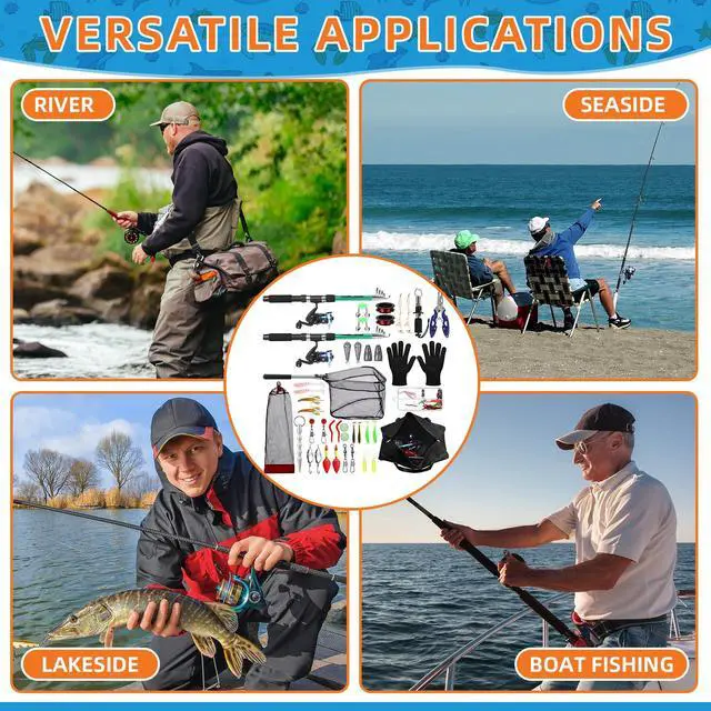 Alt view image 7 of 7 - Telescopic Fishing Rod and Reel Combo, 6.89ft 2pcs Collapsible Rod with Plier Lip Gripper Lures Carrier Bag Pre-Loaded Spinning Reel Saltwater Freshwater Fishing Pole Kit