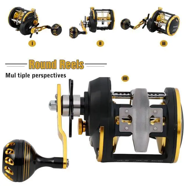 Alt view image 2 of 7 - Trolling Reel Saltwater Level Wind Reels, Drag Reels Boat Fishing Ocean Fishing for Sea Bass Grouper Salmon