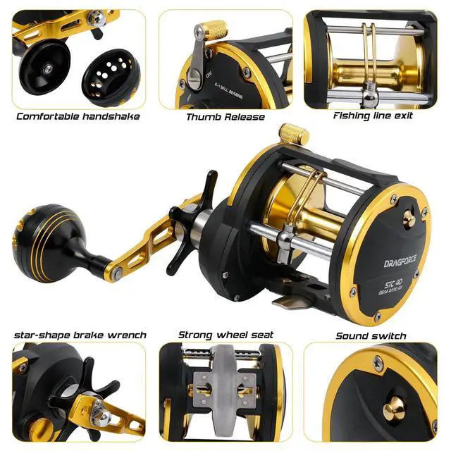 Alt view image 3 of 7 - Trolling Reel Saltwater Level Wind Reels, Drag Reels Boat Fishing Ocean Fishing for Sea Bass Grouper Salmon