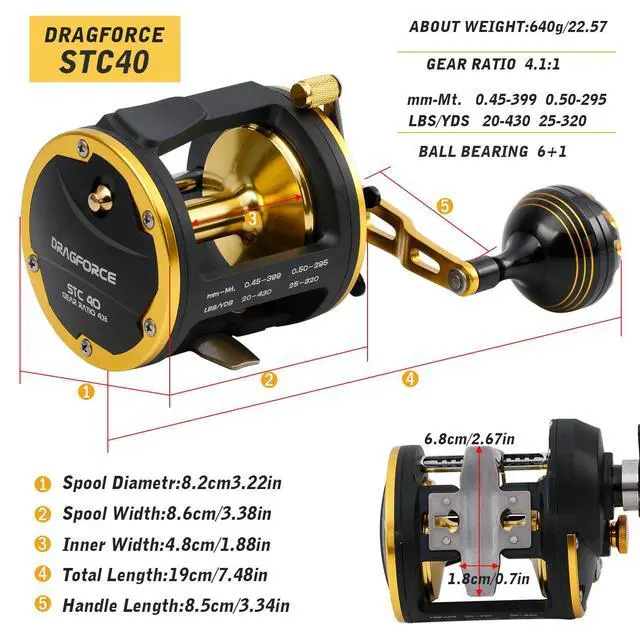 Alt view image 4 of 7 - Trolling Reel Saltwater Level Wind Reels, Drag Reels Boat Fishing Ocean Fishing for Sea Bass Grouper Salmon