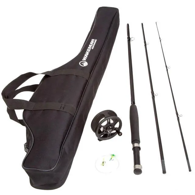 Main image of Outdoors Fly Fishing Rod & Reel Combo Starter Kit with Case and Accessories