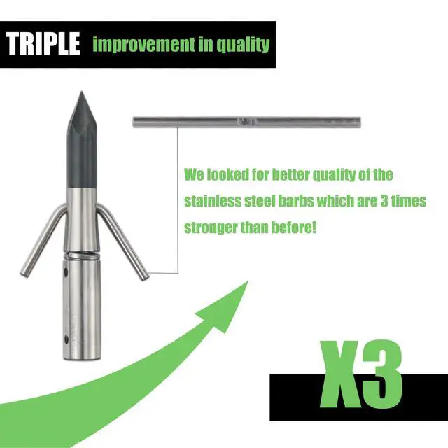 Alt view image 3 of 7 - 34inch Bowfishing Arrows Solid Fiberglass Shaft with Broadhead for Compound Bow and Recurve Bow Fishing Arrow Archery and Hunting (Pack of 6)